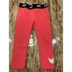 Nike Dri Fit Kids Girls Coral Pink Capris Leggings Activewear Size 3T